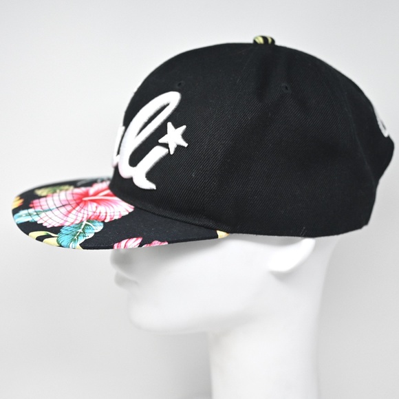CALI Floral Hat Embroidered Headlines Baseball Cap Snapback Print - Picture 2 of 9